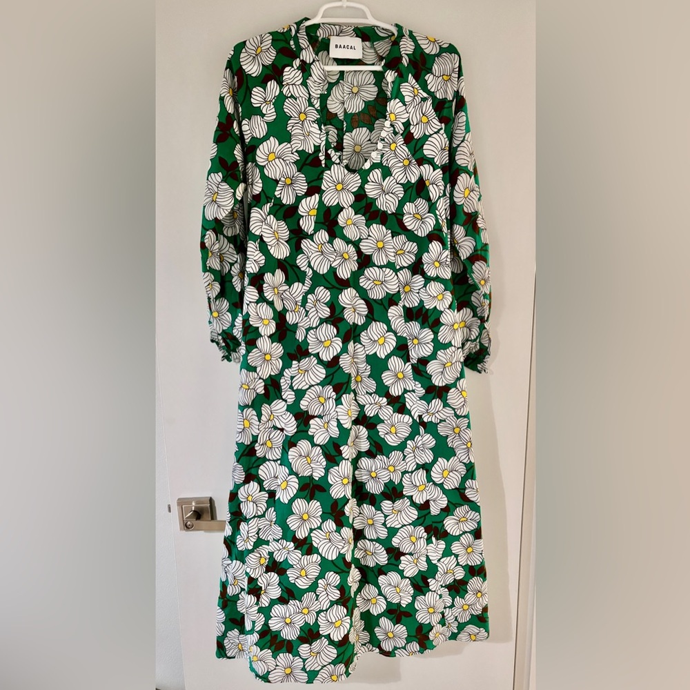 Green and White Long Sleeve Sundress XL / 18